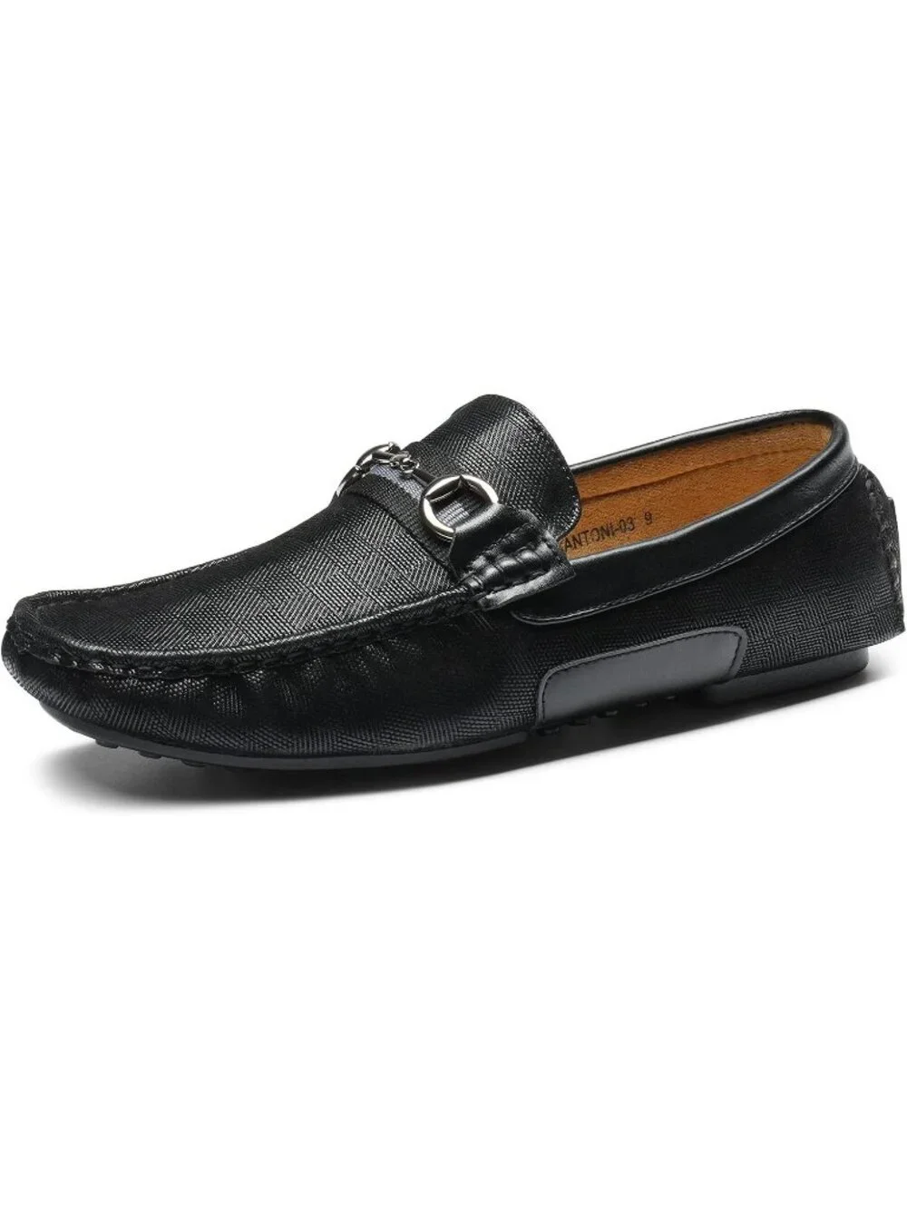 Men's Black Faux Leather Loafers Slip On Flexible and Comfort Moccasins Shoes